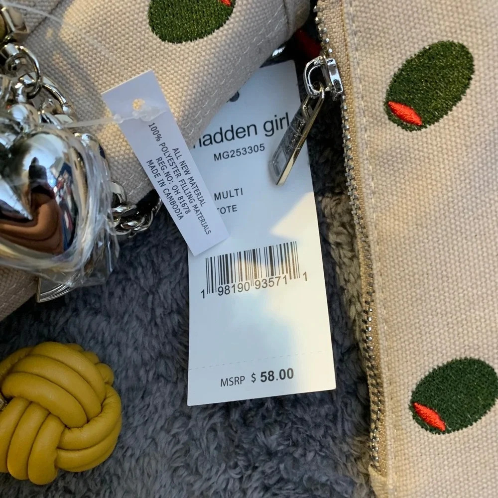 Madden Girl Olive Embroidered Canvas Mini Tote Bag Crossbody NWT